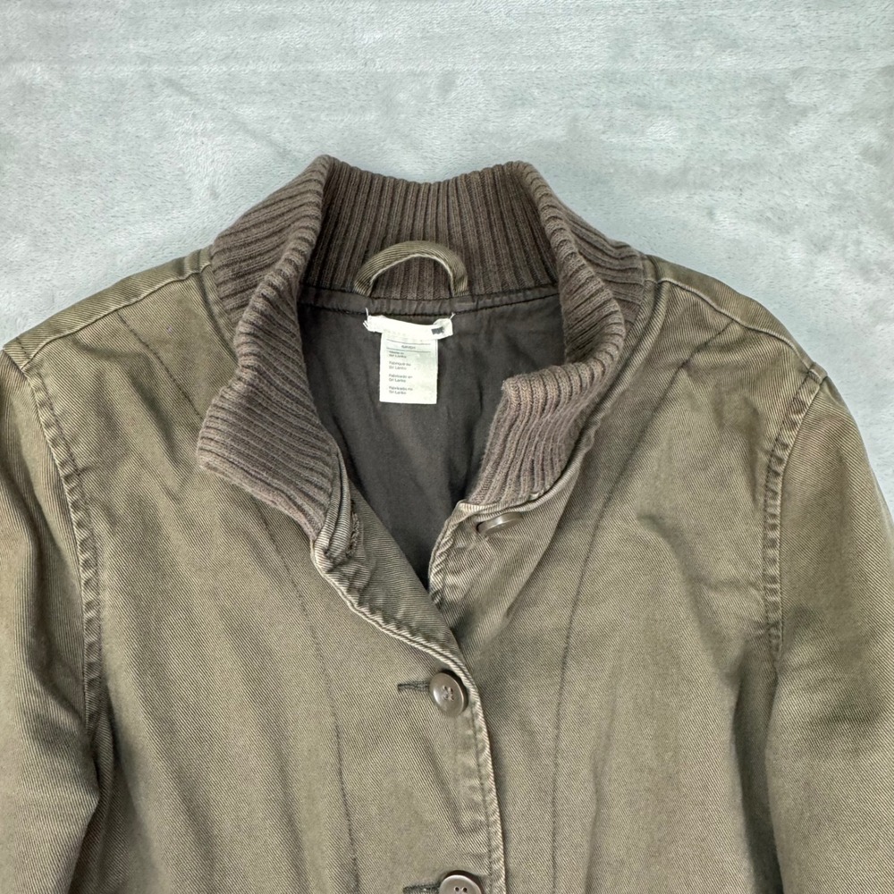 Levis Jacket Womens S Green Cropped Utility Bomber Y2K Military Cotton Coat - Picture 3 of 8